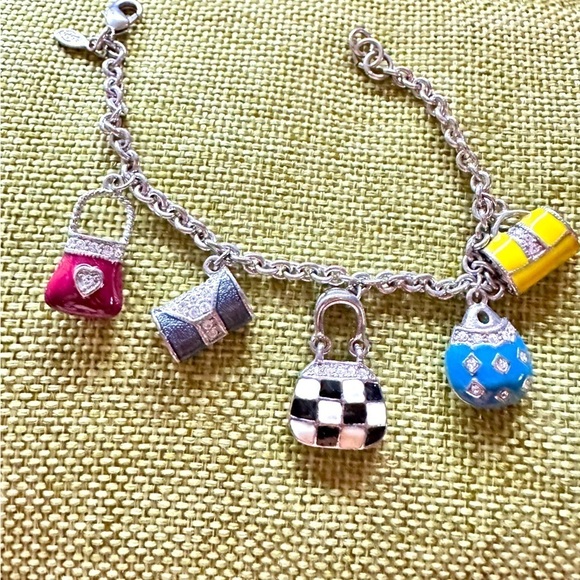 PD Premier Designs Jewelry 5 Charm Bracelet 6.75 Multi Purse Handbag Theme 4139 - Picture 1 of 10